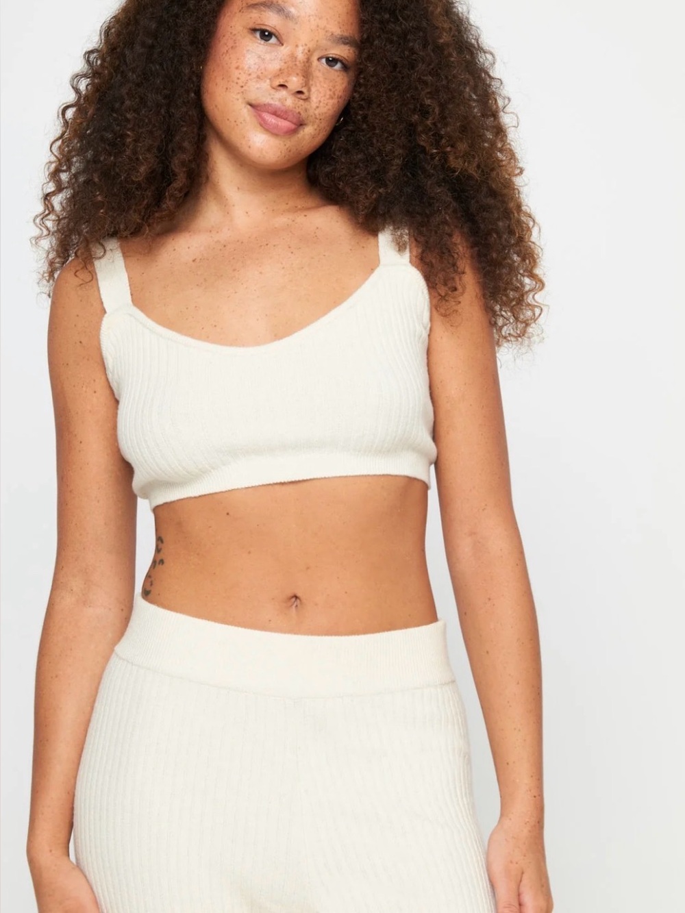 Spiritual Gangster Sofia Luxe Bralette, cream ivory birch medium NWT soft knit